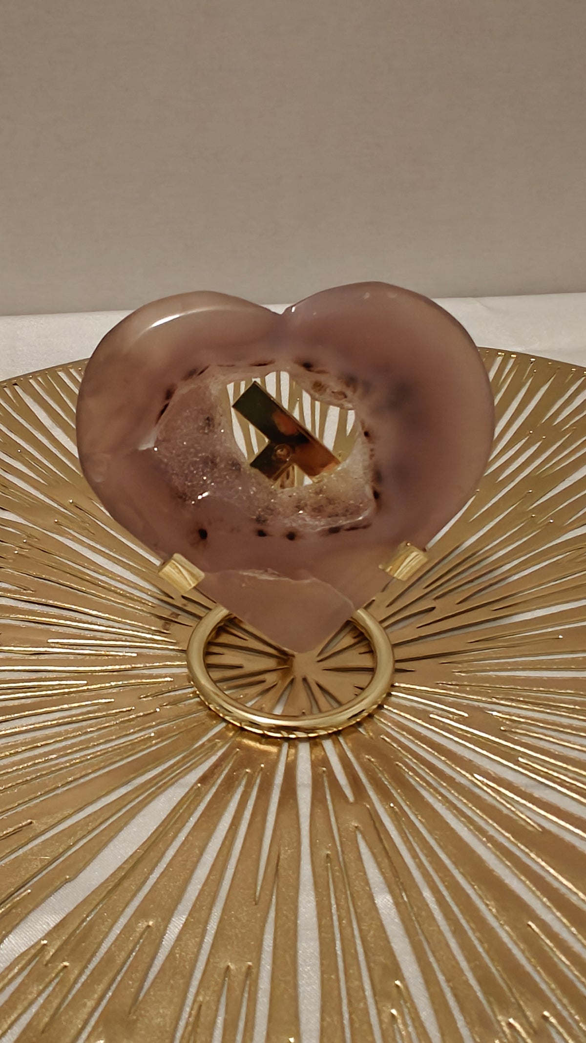 Corazón de Agata Gris con Druzy Small