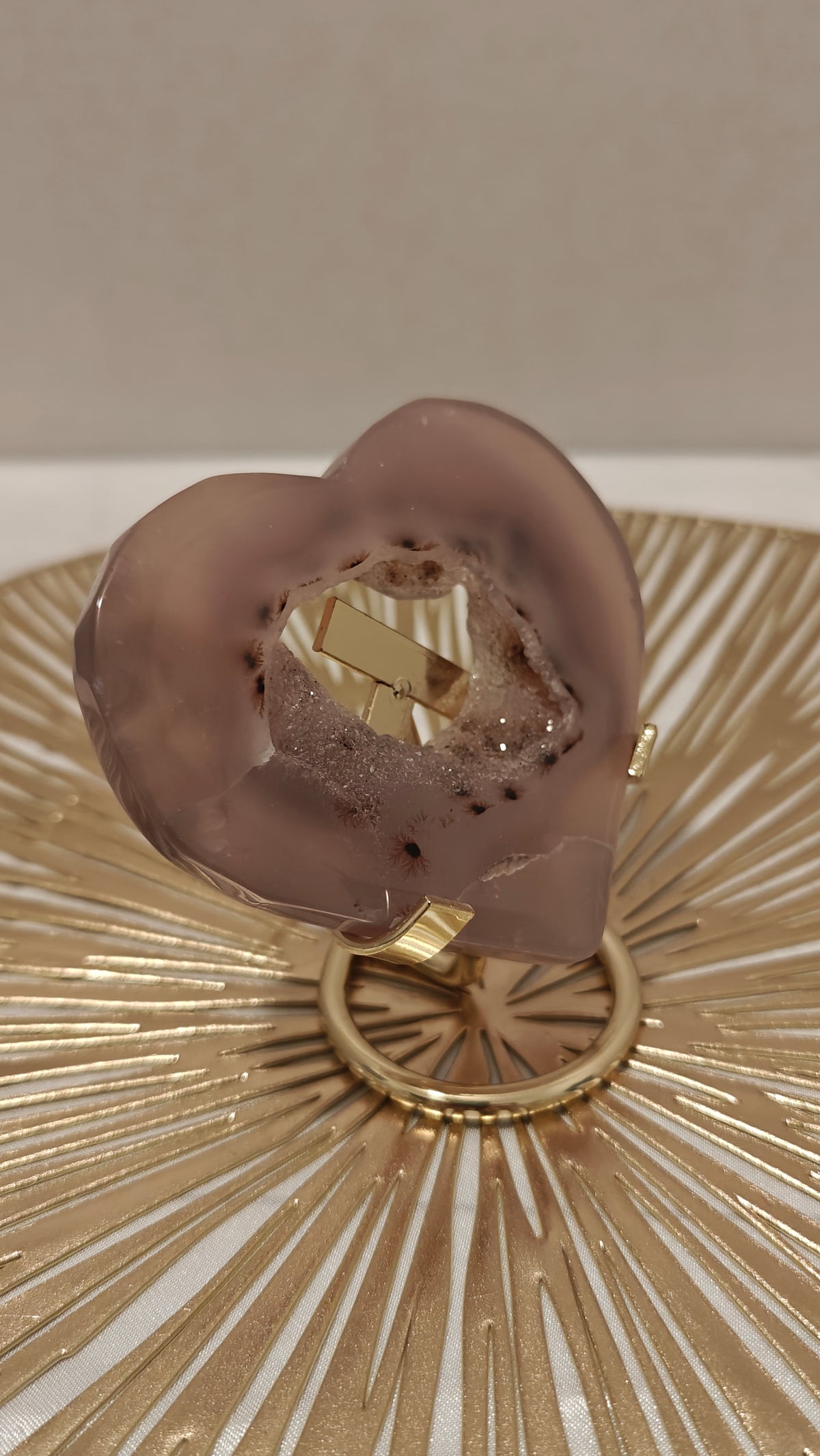 Corazón de Agata Gris con Druzy Small