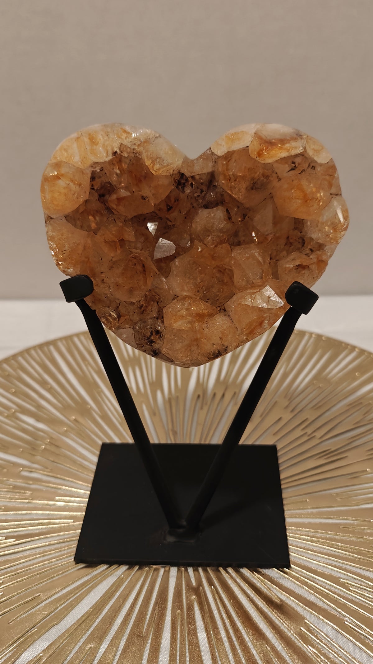 Corazón Citrino con Cacoxenita "Cacoxenite" en Stand