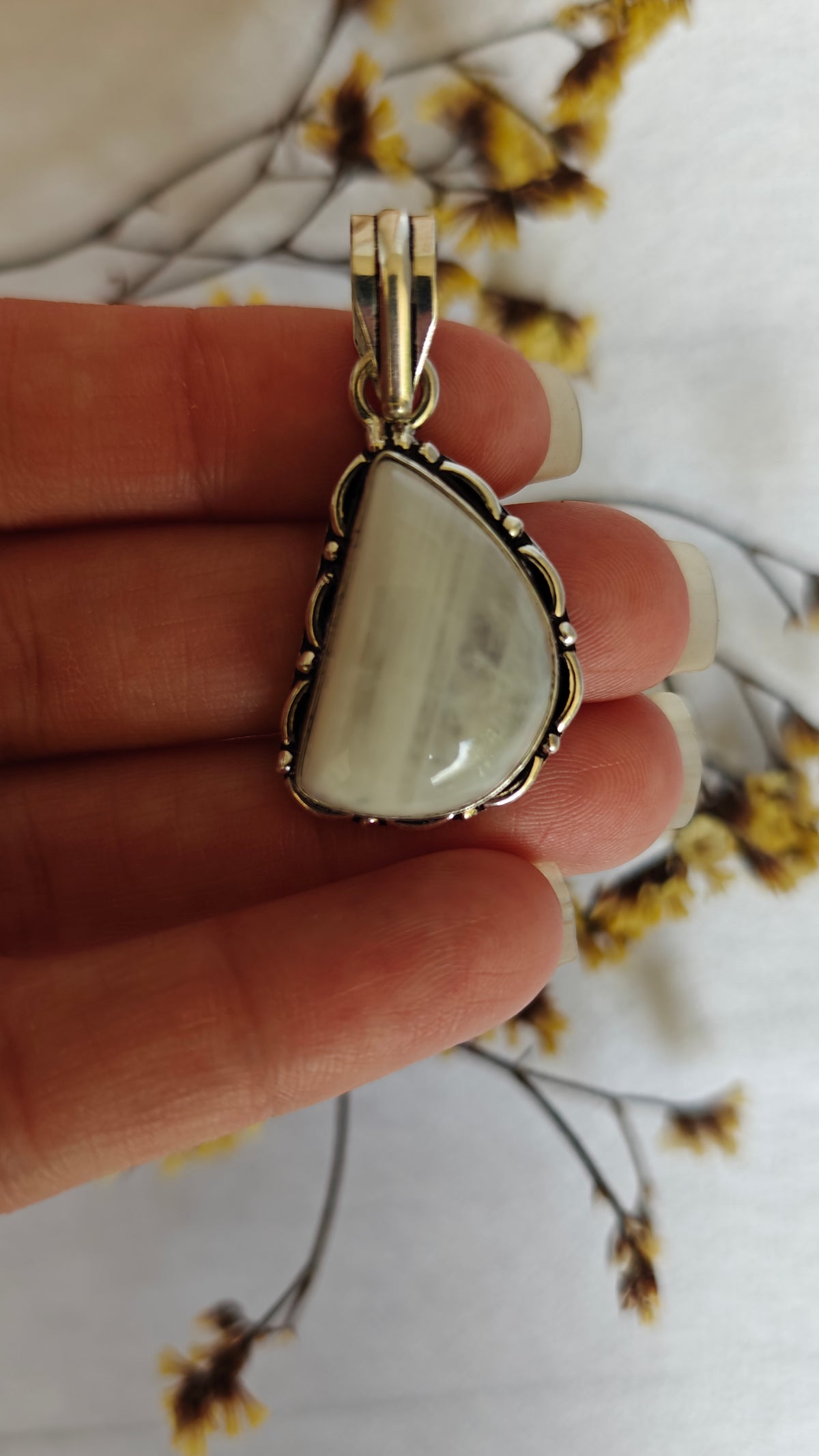 Pendant Piedra Lunar Arcoiris Plata 925