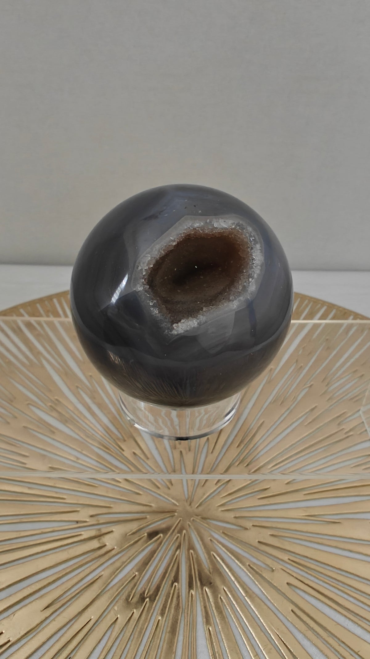 Esfera Agata Gris con Druza