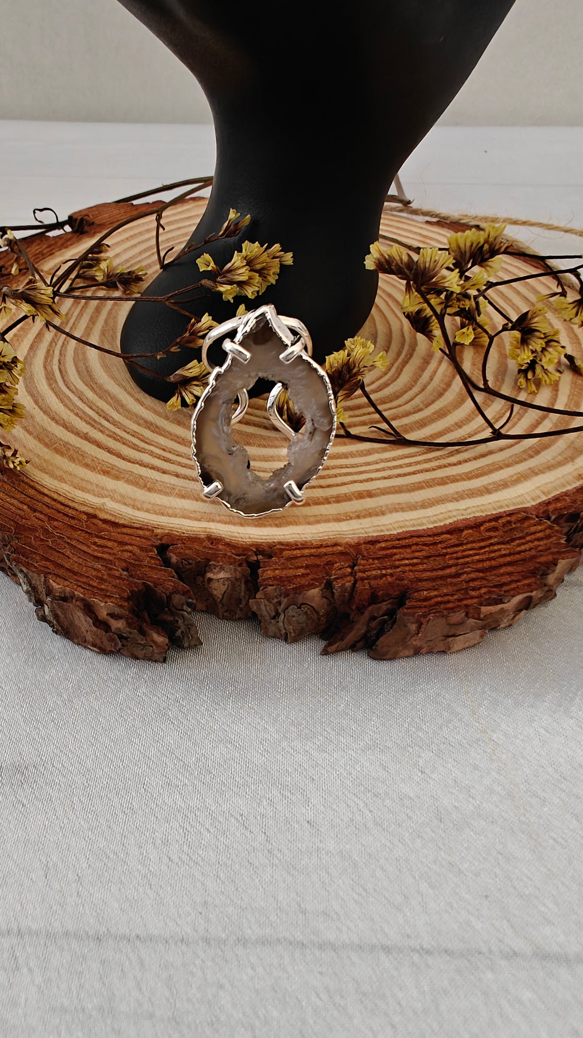 Sortija Agata Enchapada en Oro o Plata Ajustable "Silver and Gold Plated"