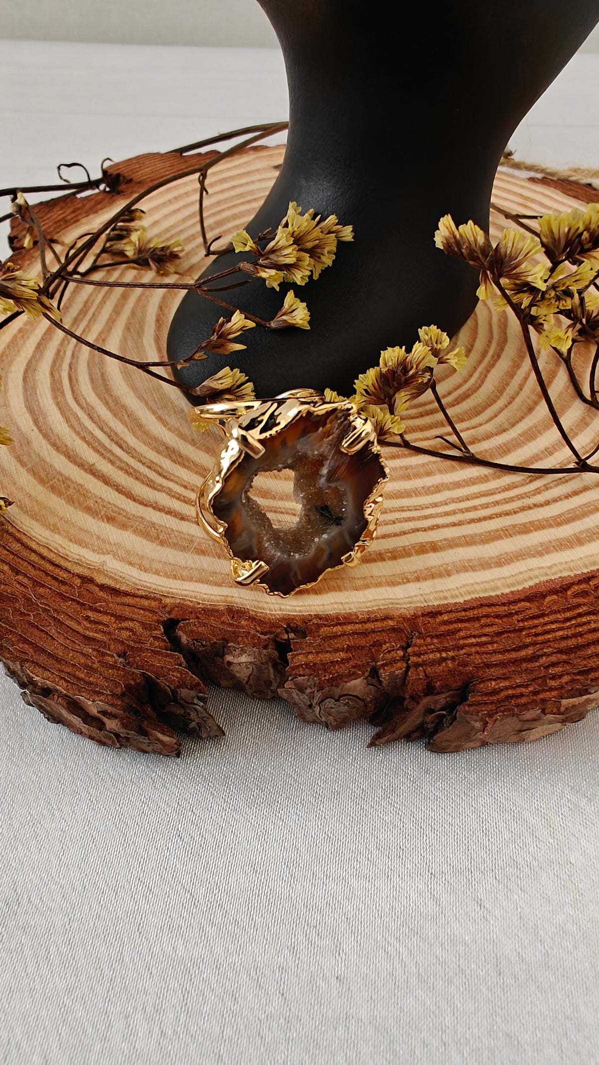 Sortija Agata Enchapada en Oro o Plata Ajustable "Silver and Gold Plated"