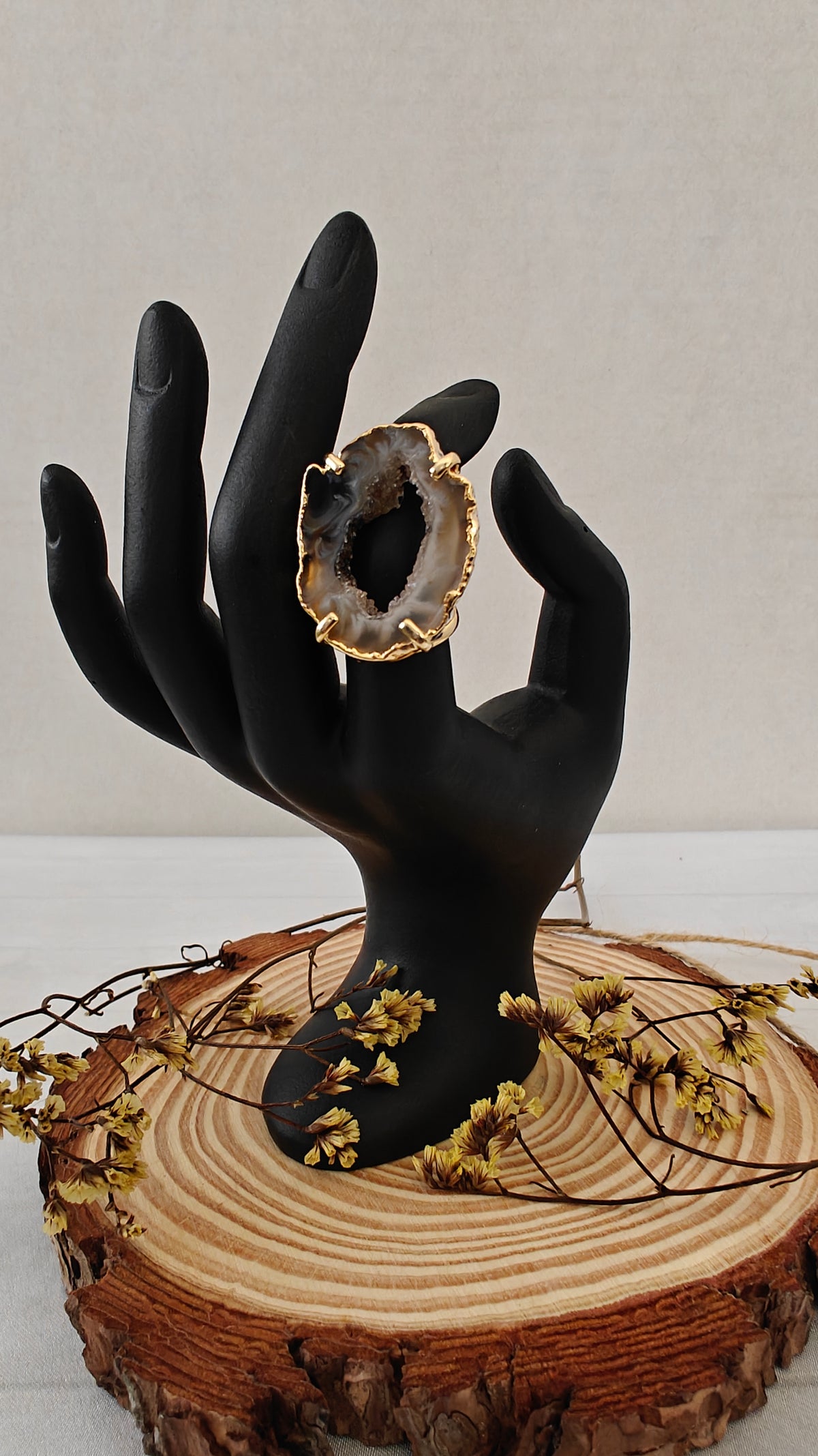 Sortija Agata Enchapada en Oro o Plata Ajustable "Silver and Gold Plated"