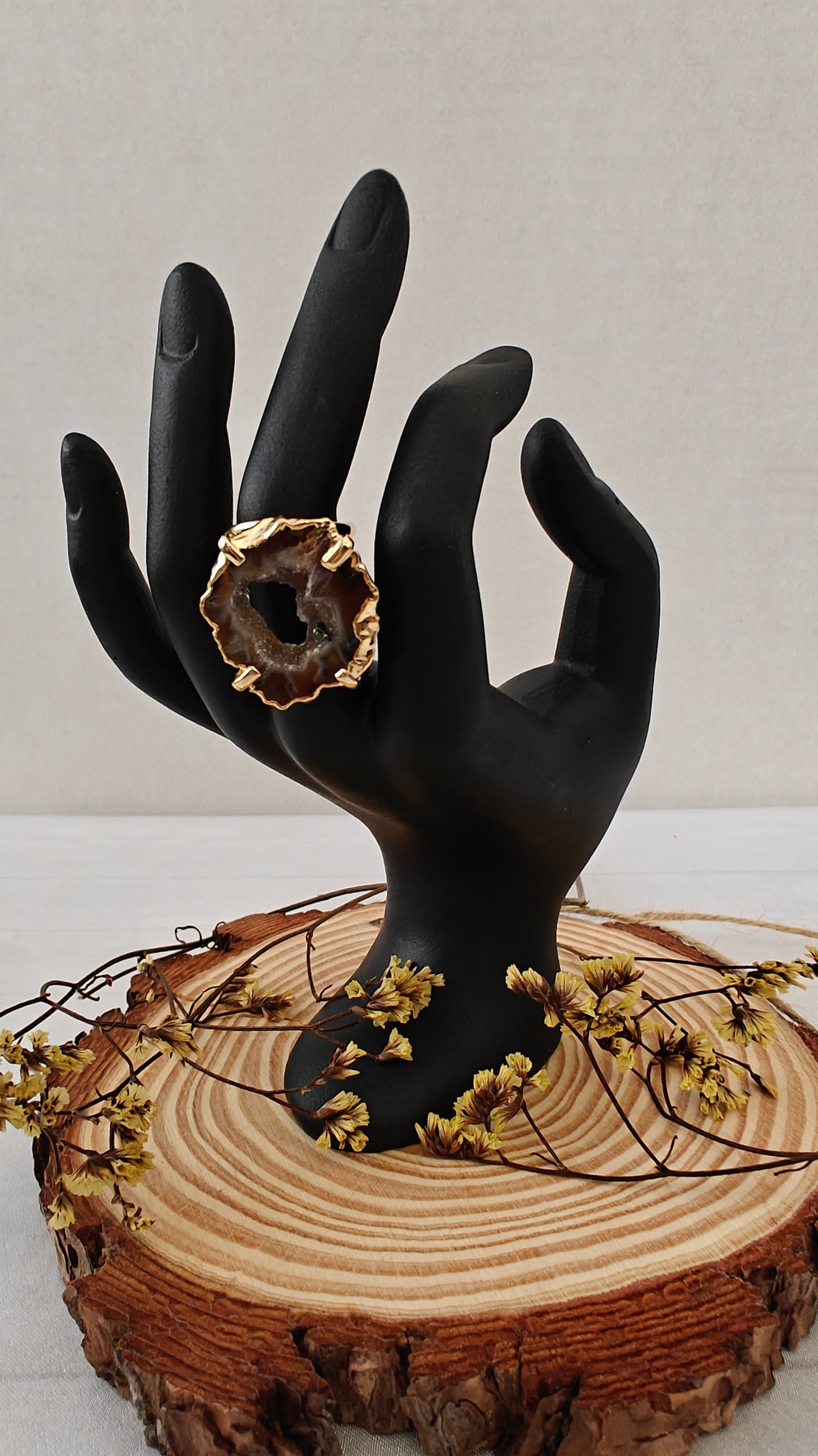 Sortija Agata Enchapada en Oro o Plata Ajustable "Silver and Gold Plated"