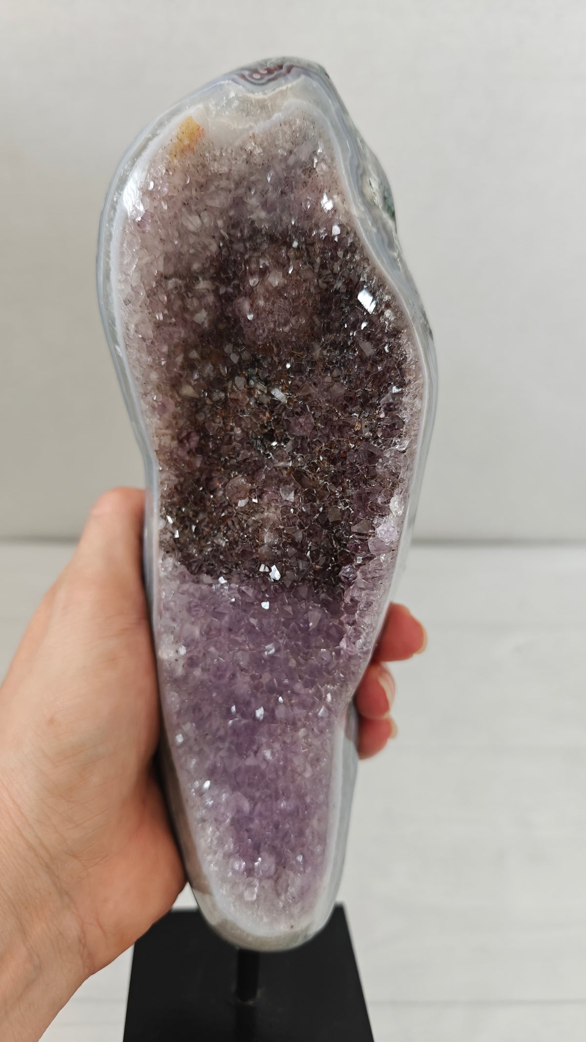 Cluster Amatista con Agata Doble Tonalidad