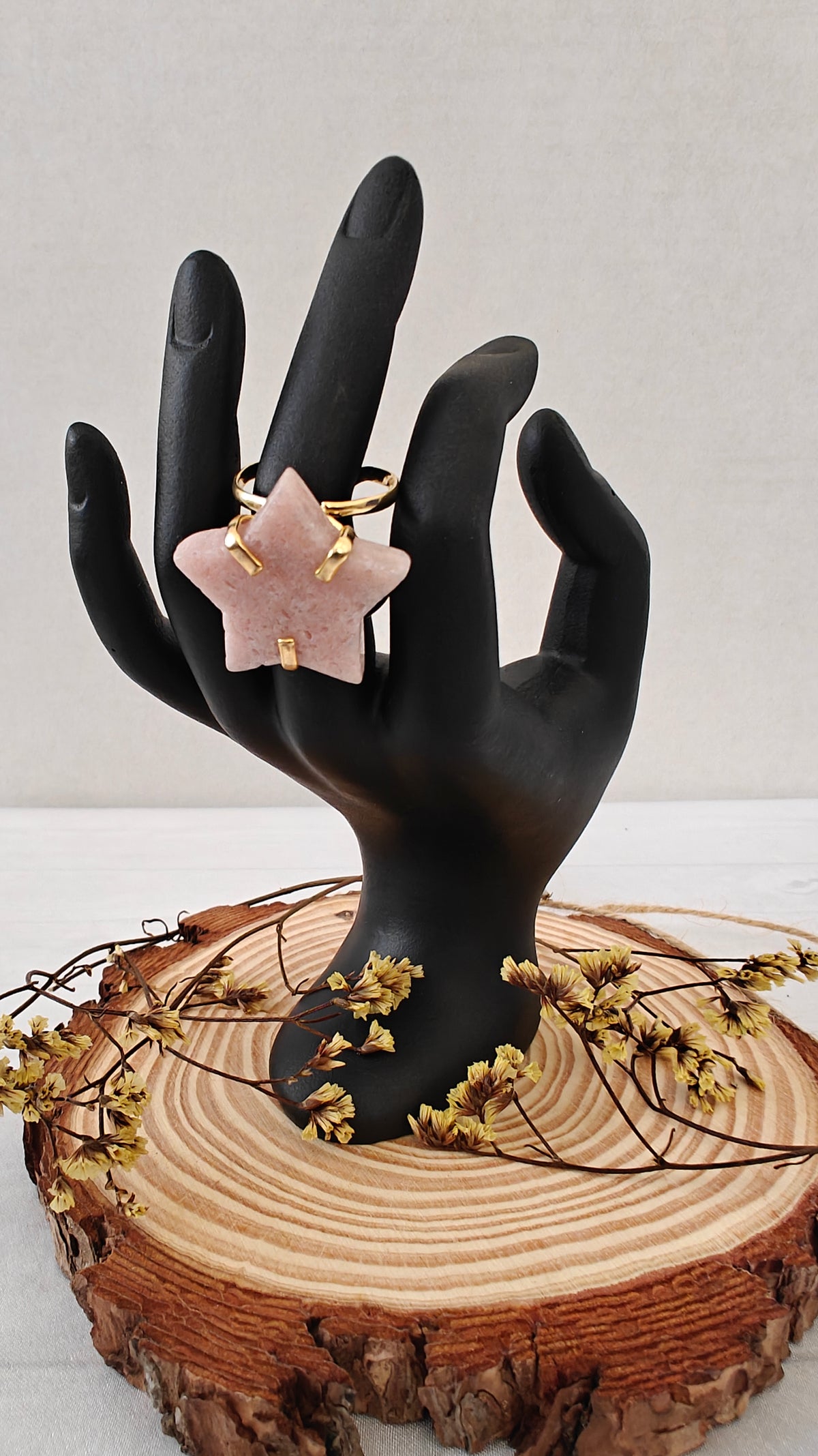 Sortija Amatista Rosada Ajustable Gold Plated