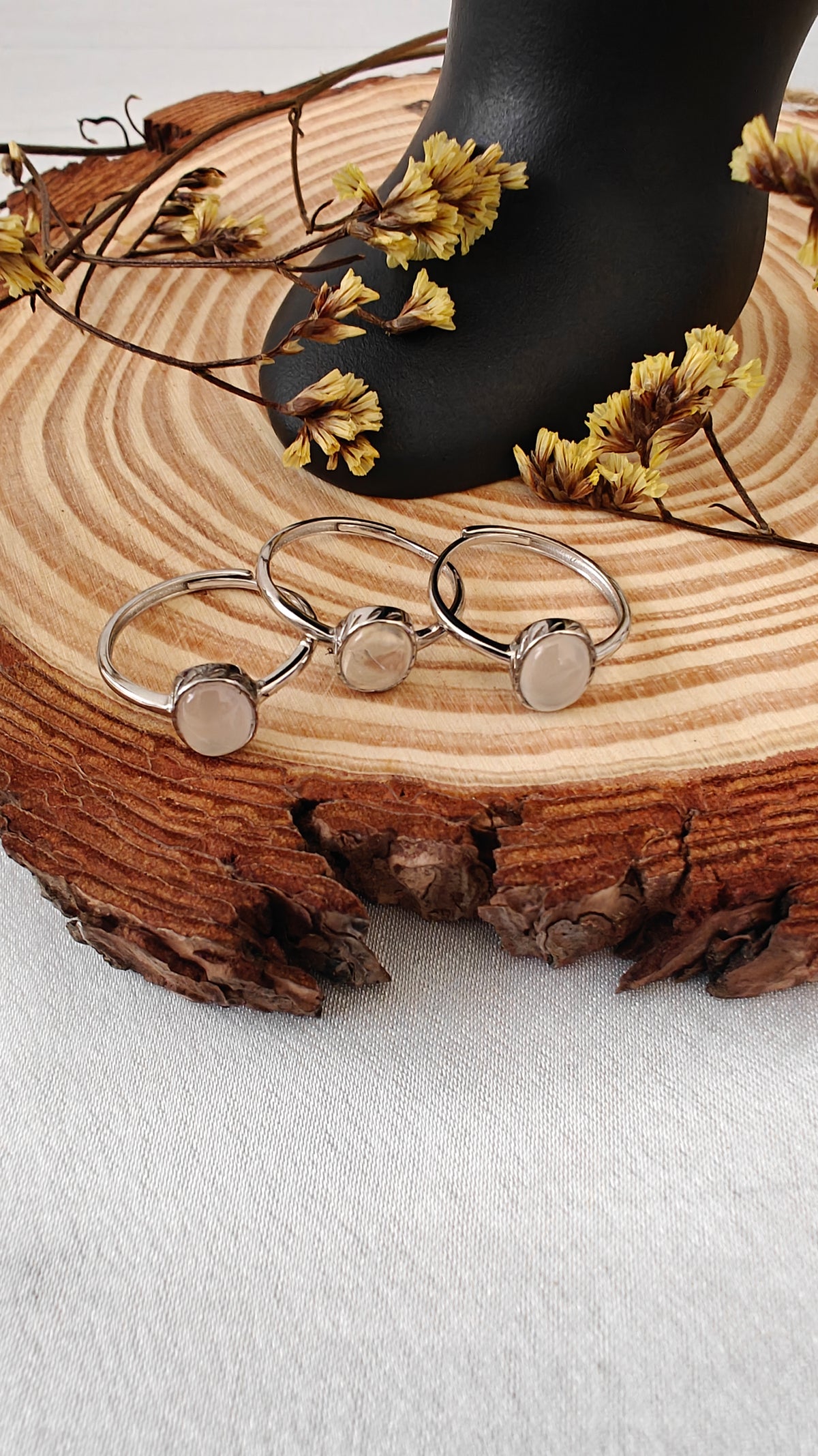 Sortija Piedra Lunar "Moonstone" Adjustable Plata 925