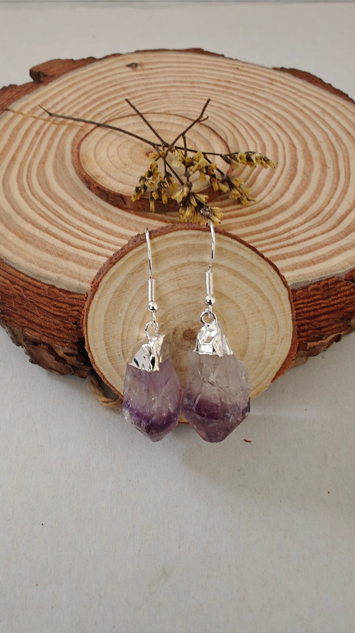 Pantallas Amatista "Silver Plated Rough Stone"