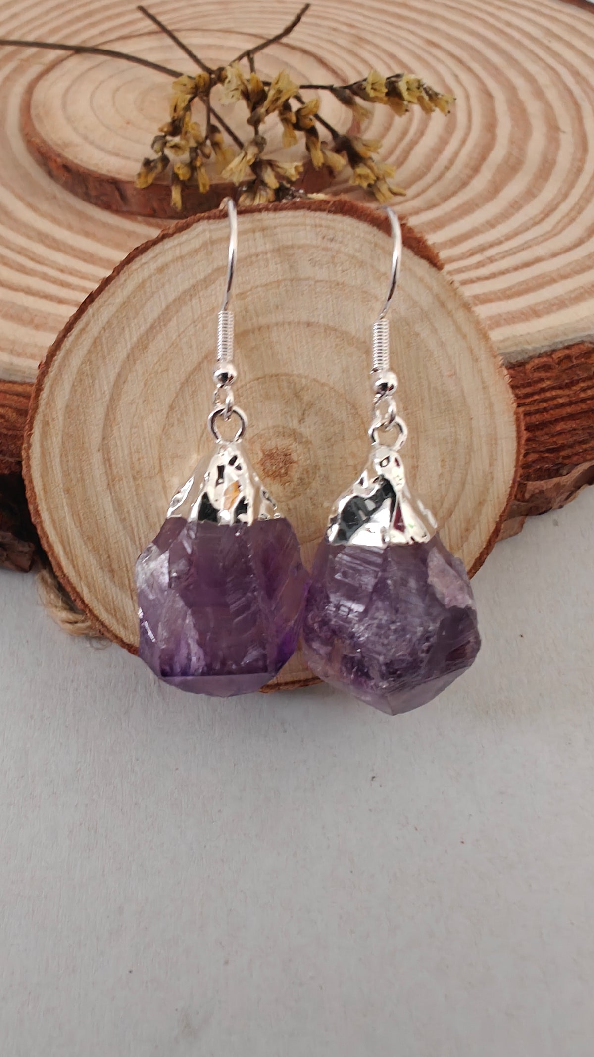 Pantallas Amatista "Silver Plated Rough Stone"