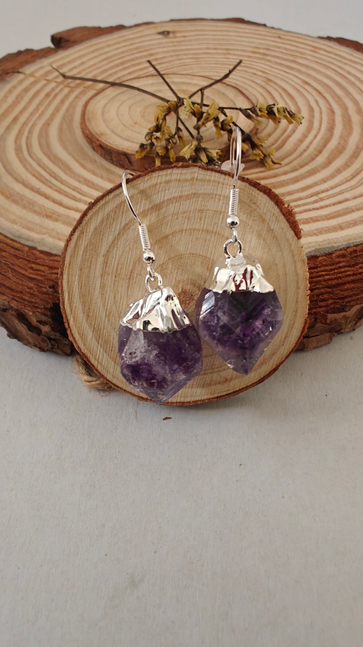 Pantallas Amatista "Silver Plated Rough Stone"