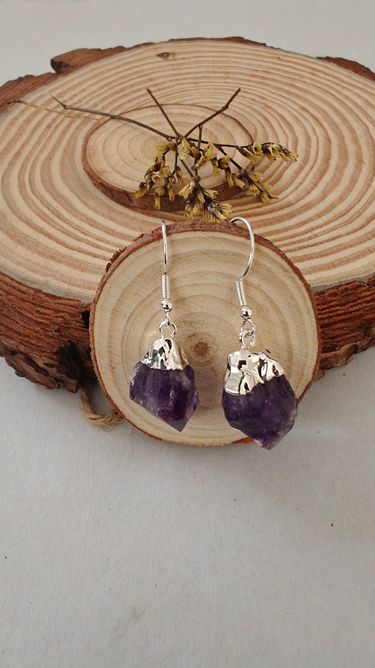 Pantallas Amatista "Silver Plated Rough Stone"