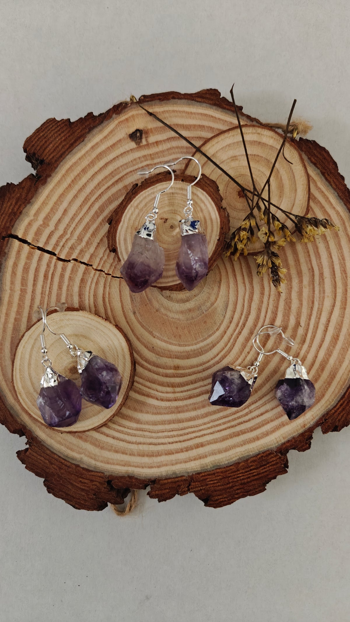 Pantallas Amatista "Silver Plated Rough Stone"