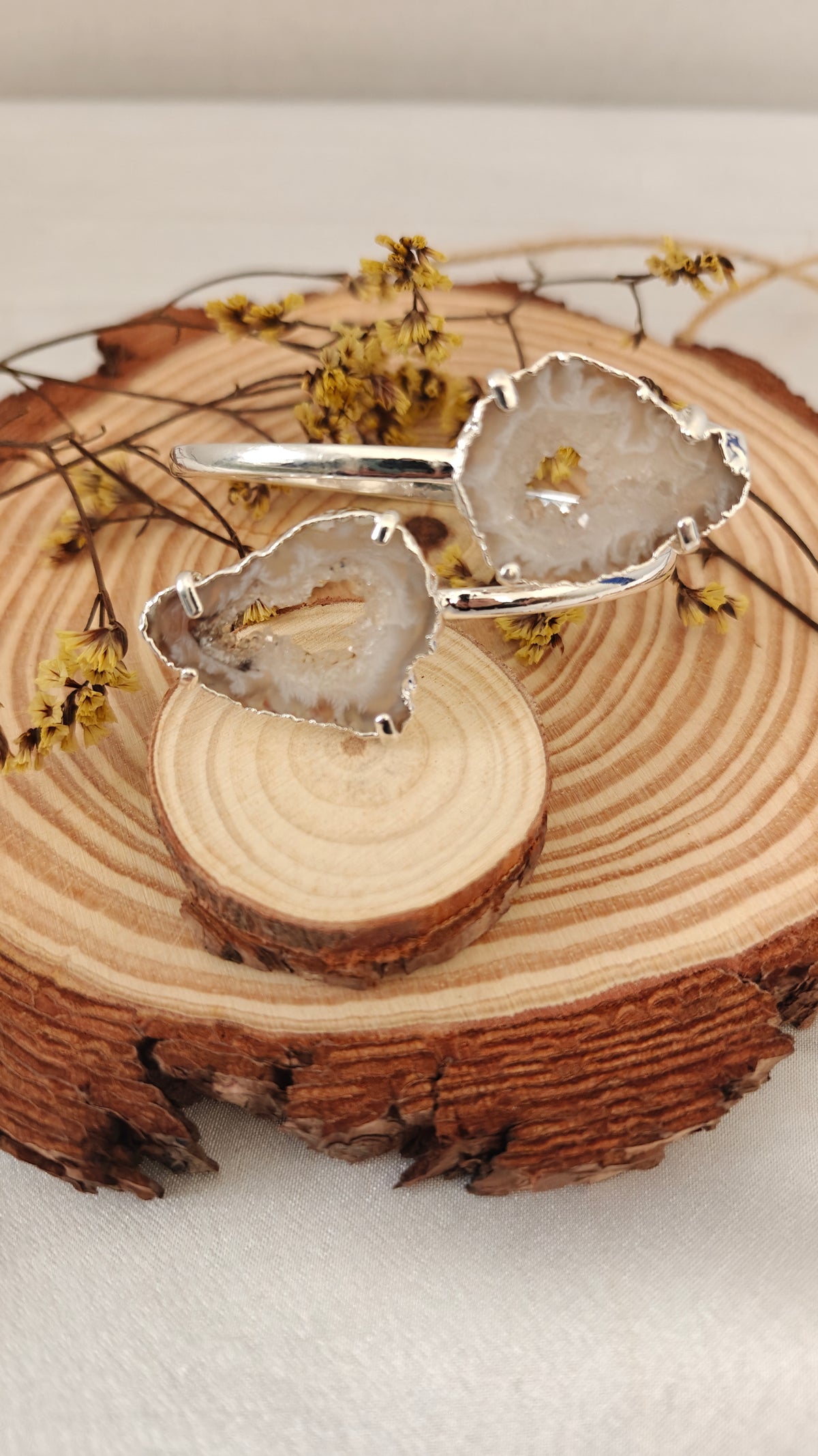 Pulsera Ajustable Agata Enchapada en Plata y Oro