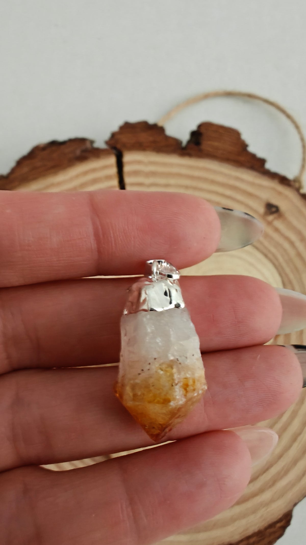 Pendant Punta de Citrino (Rough) Silver