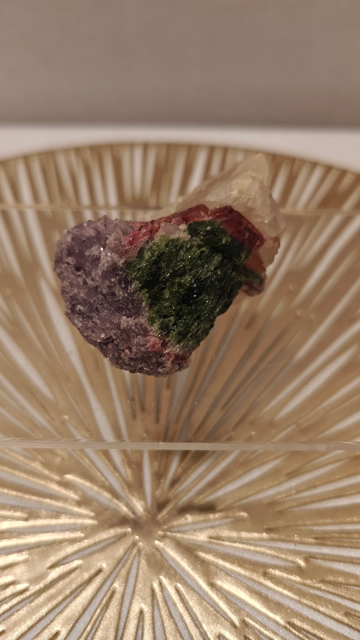 Lepidolita - Turmalina Verde y Rosa en Cuarzo