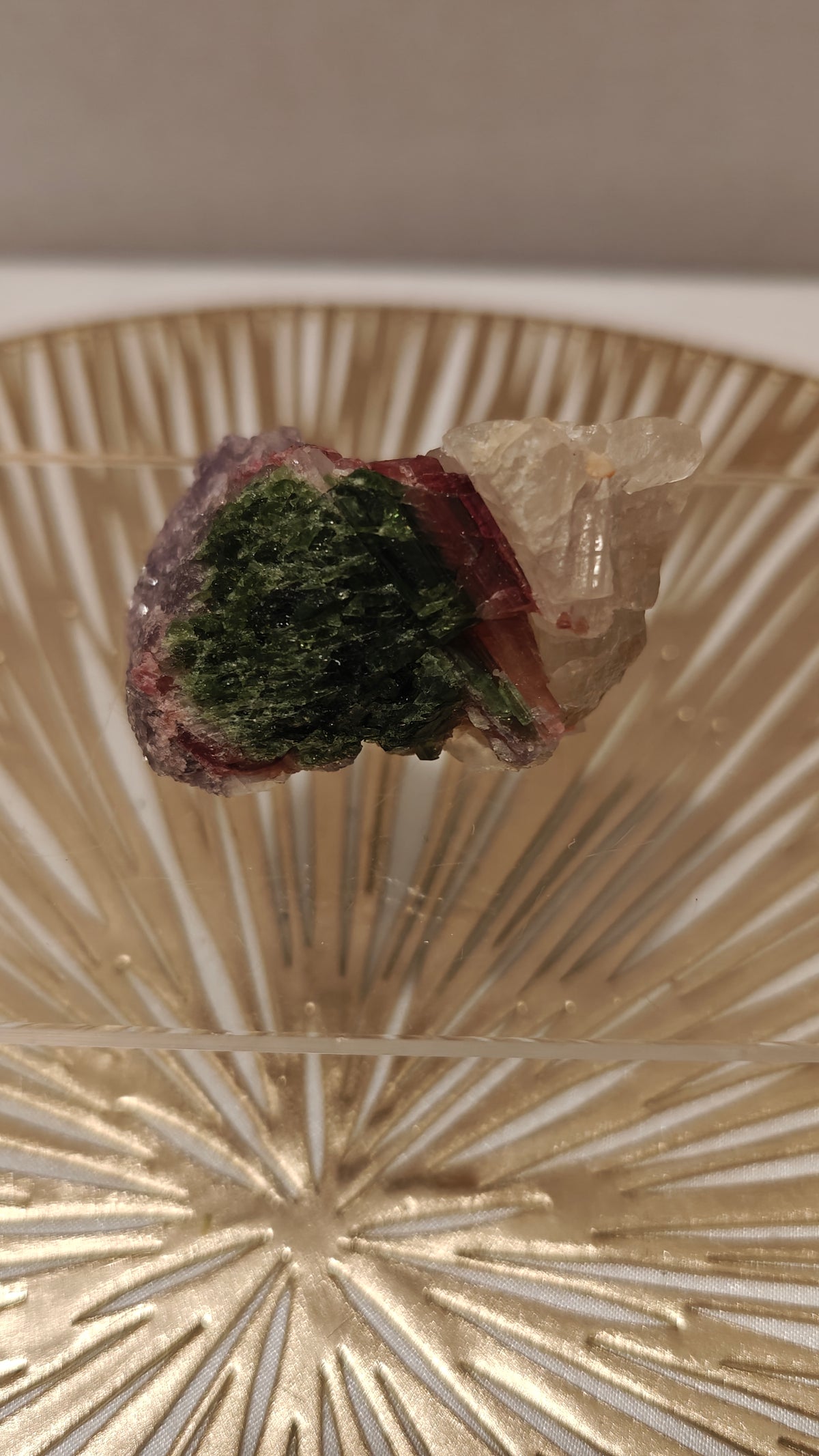Lepidolita - Turmalina Verde y Rosa en Cuarzo